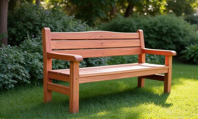 Rustikale Gartenbank aus wetterbeständigem Teakholz