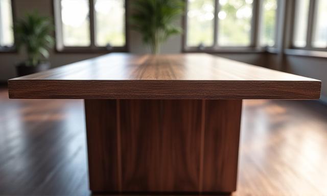 Massiver Esstisch aus Nussholz in einem modernen Esszimmer